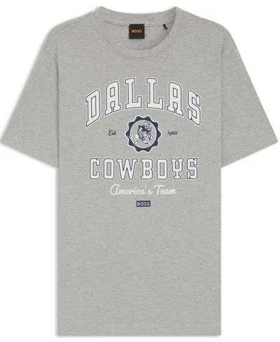 Hugo Boss Boss X Dallas Cowboys Relaxed Fit Logo T-shirt In Gray
