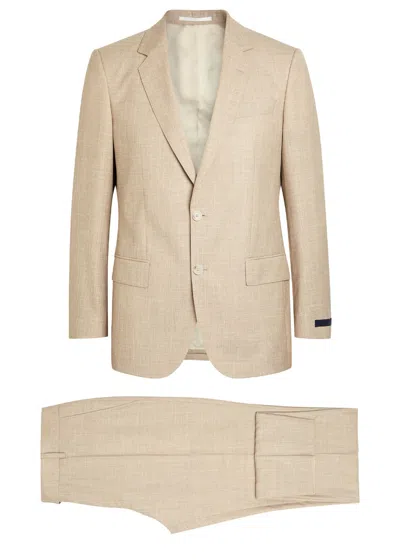 Hugo Boss Boss X David Beckham Melange Wool-blend Suit In Brown