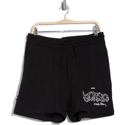 Hugo Boss Boss X Keith Haring French Terry Shorts In Black