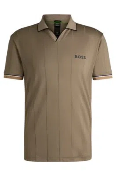 Hugo Boss Boss X Matteo Berrettini Active Polo Shirt With Four-way Stretch In Light Green