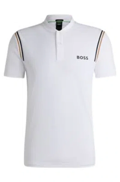 Hugo Boss Boss X Matteo Berrettini Active Polo Shirt With Moisture Control In White