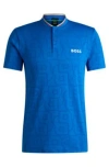 Hugo Boss Boss X Matteo Berrettini Polo Shirt In Monogram-mesh Jacquard In Dark Blue