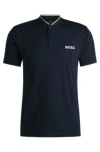 Hugo Boss Boss X Matteo Berrettini Polo Shirt In Monogram-mesh Jacquard In Dark Blue