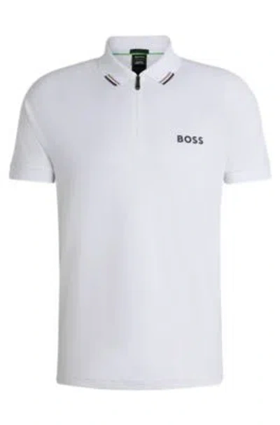 Hugo Boss Boss X Matteo Berrettini Polo Shirt With Popcorn Stripe In White