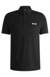 Hugo Boss Boss X Matteo Berrettini Slim-fit Polo Shirt With Uv Protection In Black