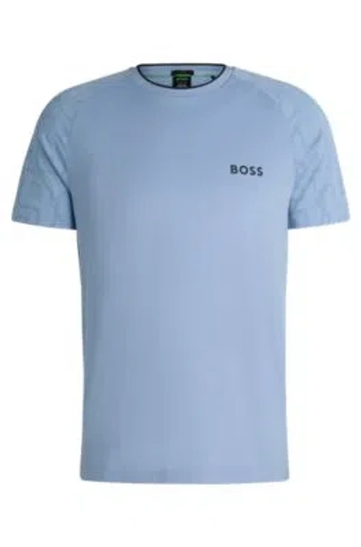 Hugo Boss Boss X Matteo Berrettini Stretch-jersey T-shirt With Signature Details In Light Blue