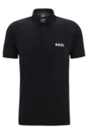 Hugo Boss Boss X Matteo Berrettini Waffle-fabric Polo Shirt In Black