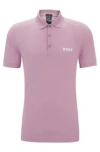 Hugo Boss Boss X Matteo Berrettini Waffle-fabric Polo Shirt In Light Purple