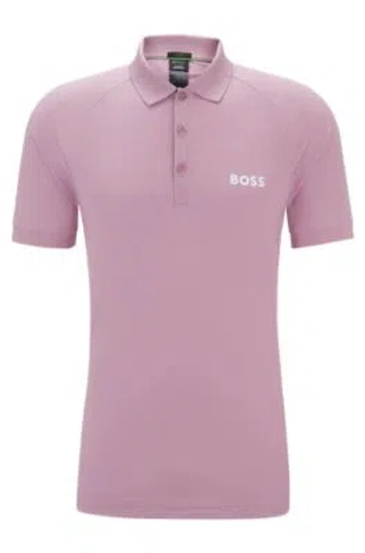 Hugo Boss Boss X Matteo Berrettini Waffle-fabric Polo Shirt In Light Purple
