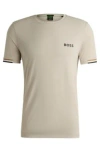 Hugo Boss Boss X Matteo Berrettini Waffle-fabric T-shirt With Signature-stripe Artwork In Light Beige