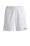 Hugo Boss Quick-drying Regular-fit Shorts With Logo Print In White