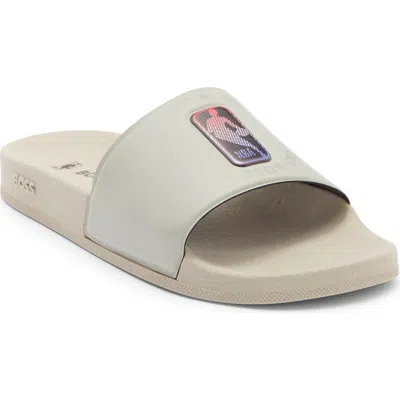 Hugo Boss Boss X Nba Bay It Slide Sandal In Neutral
