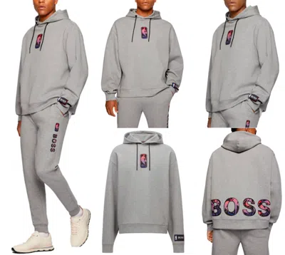 Pre-owned Hugo Boss Boss X Nba Hoodie Pullover Sweater Hooded Sweatshirt Hoody Sweat Jacket Jumper M In Gray