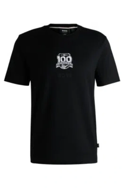 Hugo Boss Boss X Nfl Cotton-jersey T-shirt With Special Branding In Black