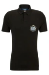 Hugo Boss Boss X Nfl Cotton-piqu Polo Shirt With Collaborative Branding In Black