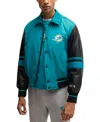 Hugo Boss Boss X Nfl Mixed-material Jacket With Faux-leather Sleeves In Dolphins Green