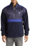 Hugo Boss Boss X Nfl Fumble Mixed Media Quarter Zip Pullover In Dallas Cowboys Dark Blue