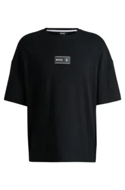 Hugo Boss Boss X Nfl Interlock-cotton T-shirt With Special Branding In Raiders