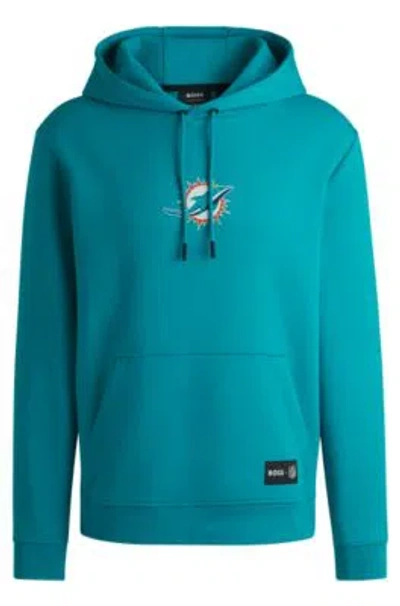 Hugo Boss Boss X Nfl Interlock Hoodie With Special Branding In Dolphins