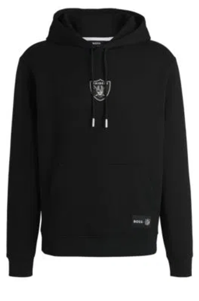 Hugo Boss Boss X Nfl Interlock Hoodie With Special Branding In Raiders