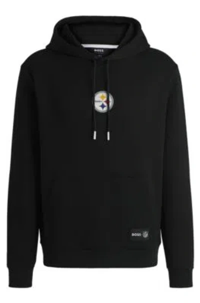 Hugo Boss Boss X Nfl Interlock Hoodie With Special Branding In Steelers