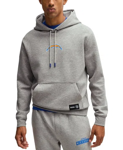 Hugo Boss X Nfl Men's Interlock Hoodie In Chargers Grey