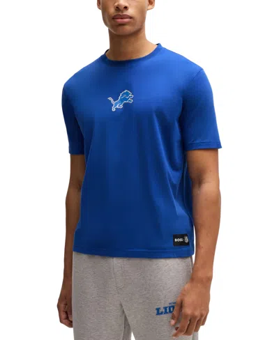 Hugo Boss Boss X Nfl Stretch Cotton Graphic T-shirt In Lions Blue