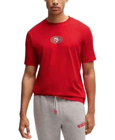 Hugo Boss Boss X Nfl Stretch Cotton Graphic T-shirt In 49ers Red