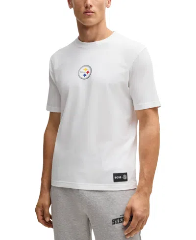Hugo Boss Boss X Nfl Stretch Cotton Graphic T-shirt In Steelers White