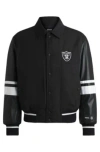 Hugo Boss Boss X Nfl Mixed-material Jacket With Faux-leather Sleeves In Raiders