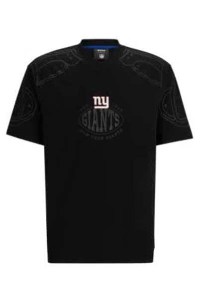 Hugo Boss Boss X Nfl Oversize-fit T-shirt With Collaborative Branding In Black