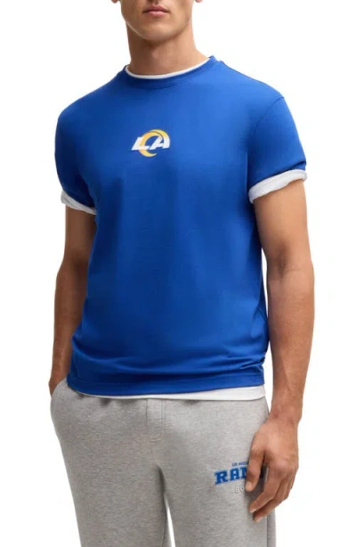 Hugo Boss Boss X Nfl Stretch Cotton Graphic T-shirt In Rams Blue