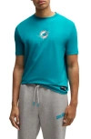Hugo Boss Boss X Nfl Stretch Cotton Graphic T-shirt In Miami Dolphins - Turquoise