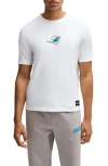 Hugo Boss Boss X Nfl Stretch-cotton T-shirt With Special Branding In Miami Dolphins - White