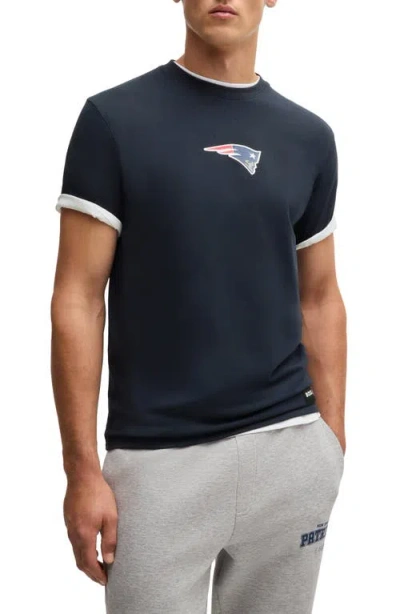 Hugo Boss Boss X Nfl Stretch Cotton Graphic T-shirt In Patriots Blue