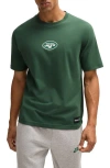 Hugo Boss Boss X Nfl Stretch-cotton T-shirt With Special Branding In New York Jets - Green