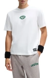 Hugo Boss Boss X Nfl Stretch-cotton T-shirt With Special Branding In New York Jets - White