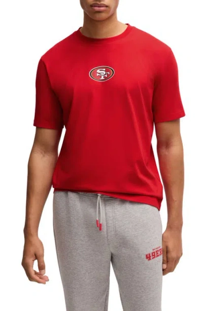 Hugo Boss X Nfl Stretch-cotton T-shirt With Special Branding In Red