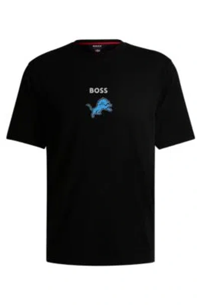 Hugo Boss Boss X Nfl Stretch-cotton T-shirt With Special Artwork In Black