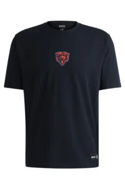 Hugo Boss Boss X Nfl Stretch Cotton Graphic T-shirt In Chicago Bears - Blue