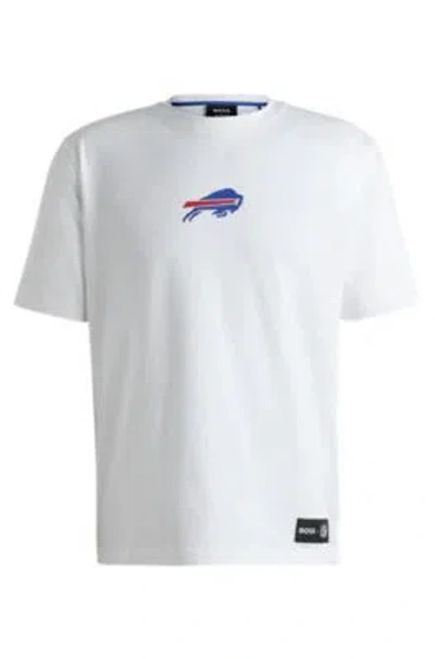 Hugo Boss Boss X Nfl Stretch Cotton Graphic T-shirt In Buffalo Bills - White