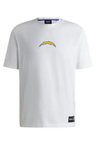 Hugo Boss Boss X Nfl Stretch-cotton T-shirt With Special Branding In Chargers