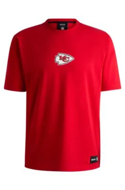 Hugo Boss Boss X Nfl Stretch Cotton Graphic T-shirt In Kansas City Chiefs - Red