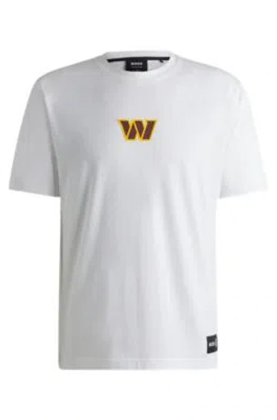 Hugo Boss Boss X Nfl Stretch Cotton Graphic T-shirt In Washington Commanders - White