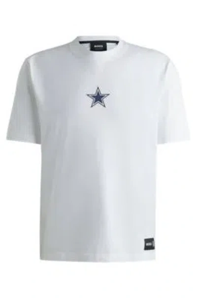 Hugo Boss Boss X Nfl Stretch Cotton Graphic T-shirt In Dallas Cowboys - White