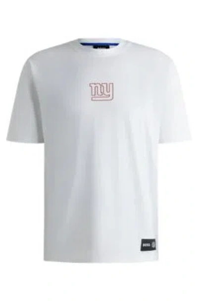 Hugo Boss Boss X Nfl Stretch-cotton T-shirt With Special Branding In Giants
