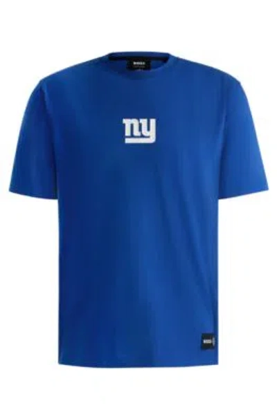 Hugo Boss Boss X Nfl Stretch-cotton T-shirt With Special Branding In Giants