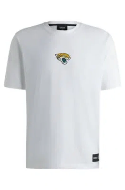 Hugo Boss Boss X Nfl Stretch Cotton Graphic T-shirt In Jacksonville Jaguars - White
