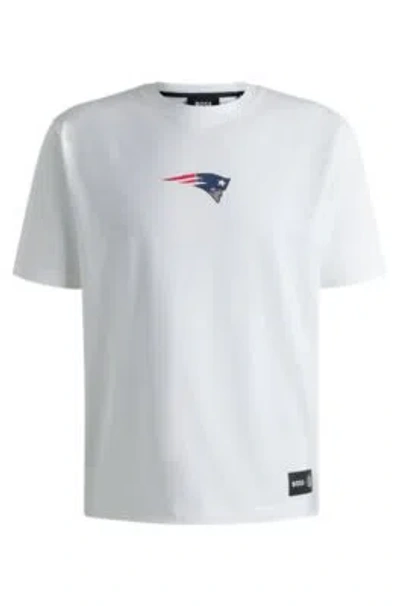 Hugo Boss Boss X Nfl Stretch Cotton Graphic T-shirt In New England Patriots - White