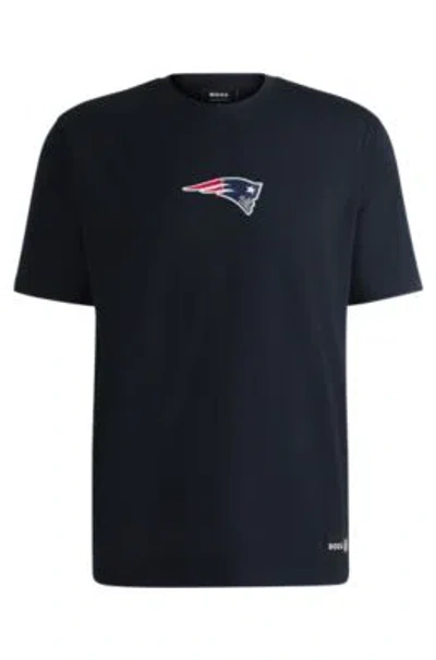Hugo Boss Boss X Nfl Stretch-cotton T-shirt With Special Branding In Patriots